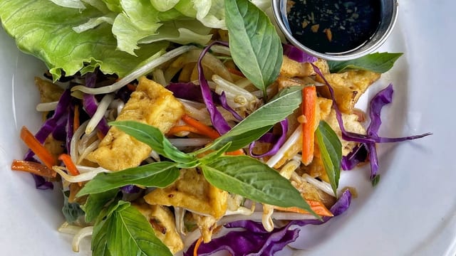 Organic Miso Glazed Grilled Salmon Salad.