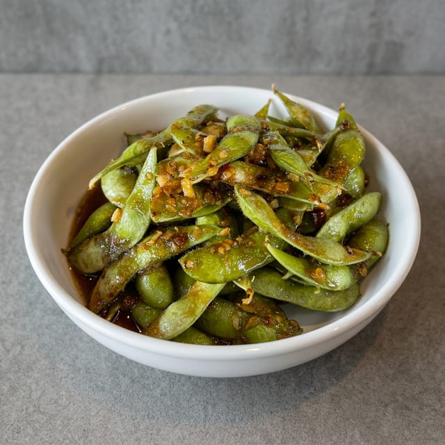 5. Sautéed Garlic Organic Miso Edamame.